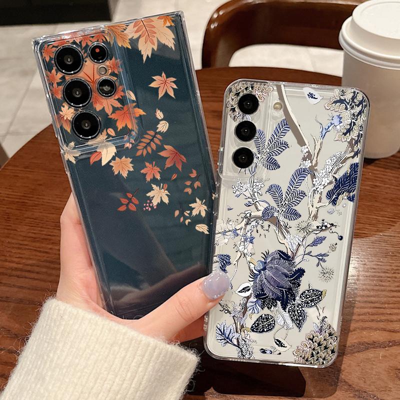 Colorful Floral Case For Samsung Galaxy S26 Ultra S25 FE S24 S23 S22 A54 A15 A35 A55 A16 A36 A56 A17 A37 A57 5G Clear Soft Cover