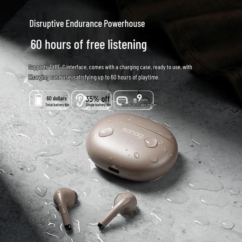 SANAG T81S Pro True Wireless Semi-In-Ear Bluetooth Earbuds with Built-in MP3