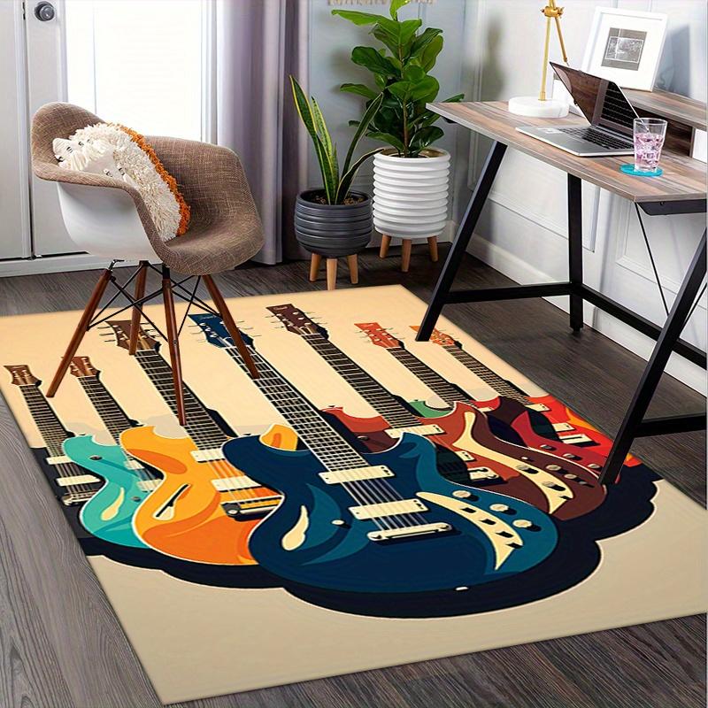 1pc. Colorful Guitar Patterned Rug for Home Decor, Office Carpet, Chair Mat, Outdoor Rug Gift