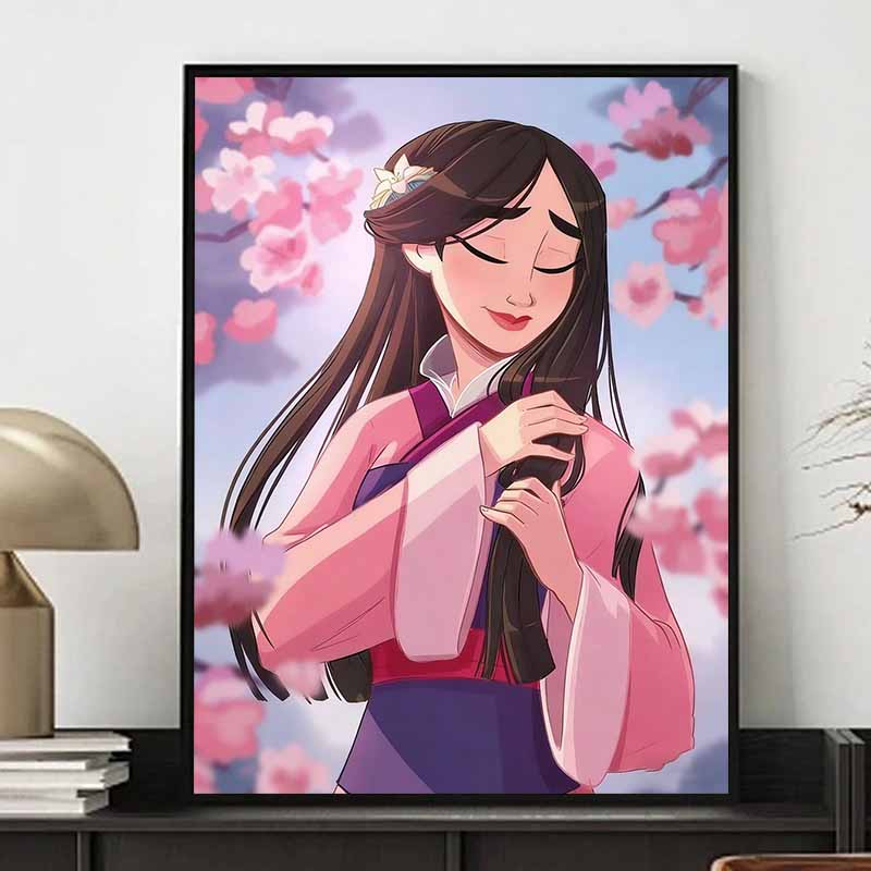 Disney Diamond Painting 5D "Mulan" Soft Breeze Fan Art Illustration Cartoon Movie Cross Stitch Embroidery Handmade Gift Home Decoration
