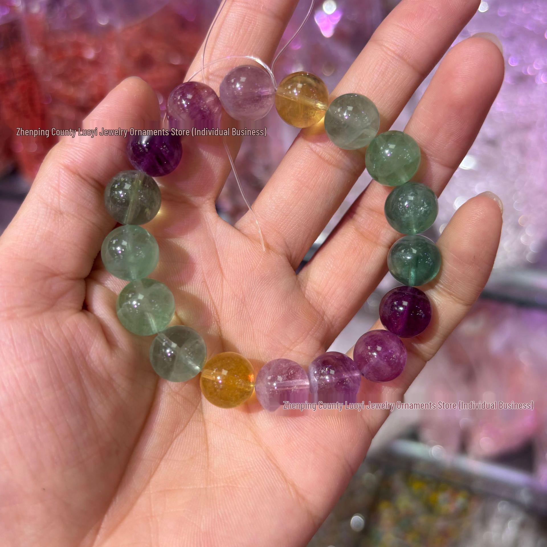 

Fluorite Multi-Treasure Crystal Beads for DIY Jewelry: Round Beads for Bracelets, Necklaces, and Buddhist Bodhi Creations 10mm