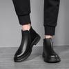 Fashion men casual chelsea boots black stylish platform shoes business office dress cowboy ankle boot genuine leather short botas hombre