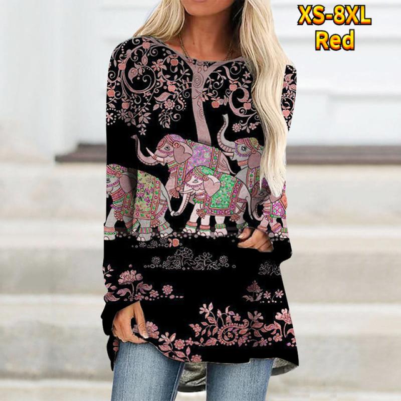 

Вільні жіночі повсякденні легінси з довгими рукавами з круглим вирізом із картатим геометричним принтом XS-8XL XL