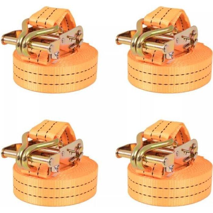 VidaXL Sangle d’arrimage à cliquet 4 pcs 1 tonne 6 m x 38 mm Orange