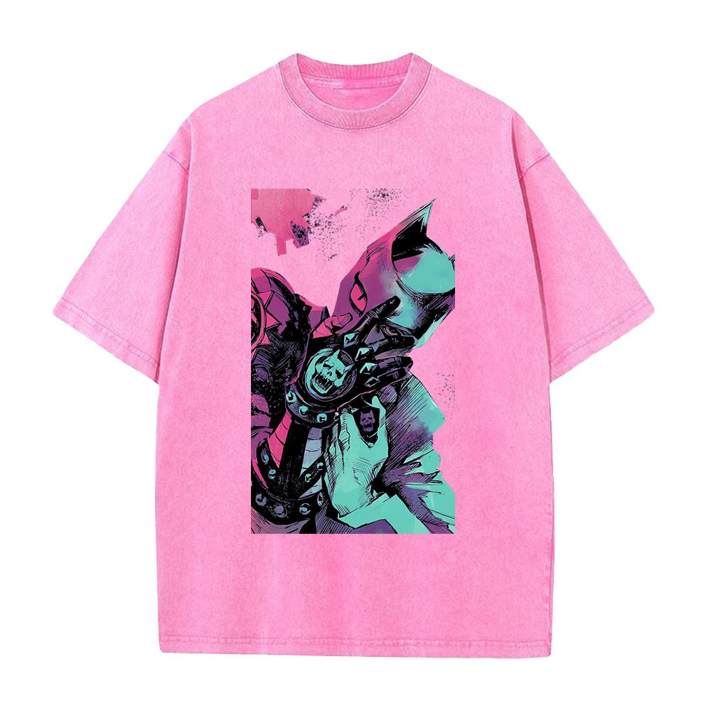 Killer Queen Kira Yoshikage Print T-shirt Anime JoJo's Bizarre Adventure Men Women Cotton Tshirts Washed T Shirt Harajuku Tops
