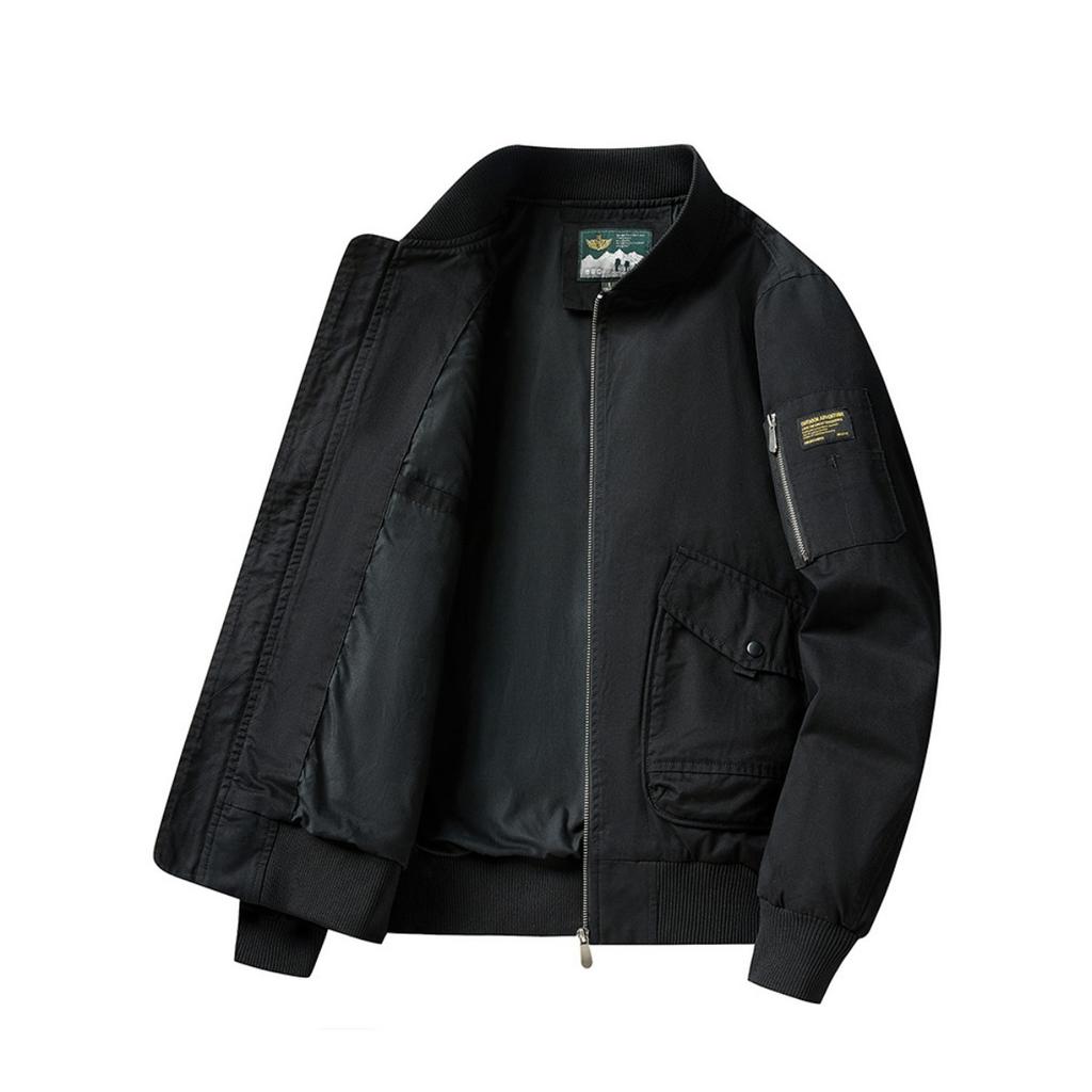 Spring New Washed 100% Cotton Men's Aviator Jacket Fashion Casual Baseball Bomber Jacket Streetwear for Men