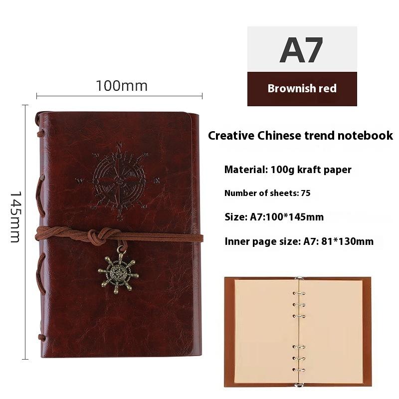 Vintage Pirate Ship Notebook Travel Diary Loose-leaf Notepad
