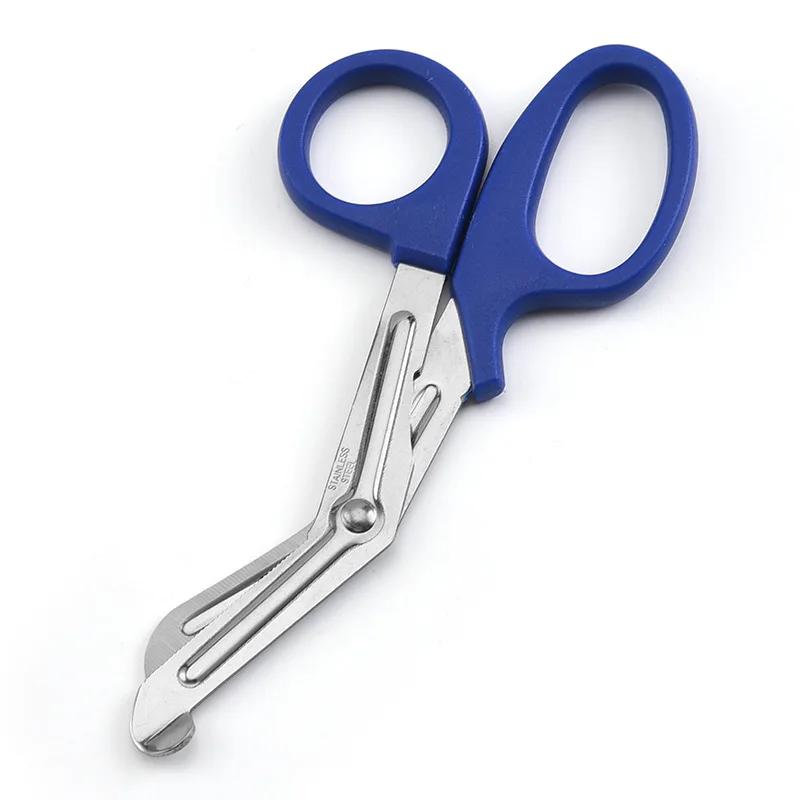 Stainless Medical Rescue Scissors Plastic Handle Steel Wound Gauze First Aid Scissors Practical Outdoor Nurse Scissors Hand Tool