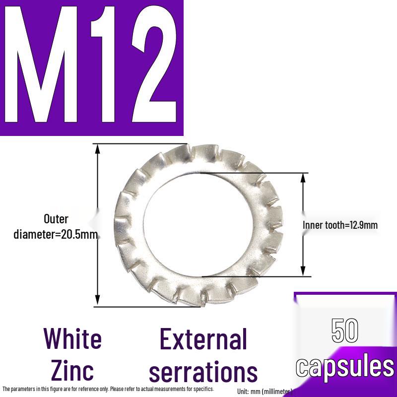 304 Stainless Steel External & Internal Tooth Lock Washer, Anti-Slip, Anti-Loosening, Size M6-M30