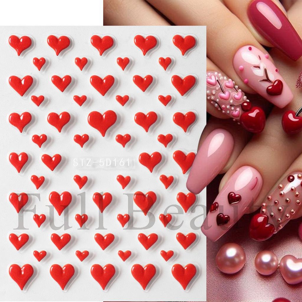 5D New Embossed Nail Art Sticker Valentine's Day Romantic Love Heart Nail Art Sticker