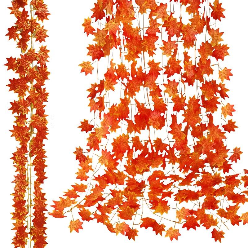 12pcs Elegant Autumn Artificial Maple Leaf Wreaths, Extra Long Rustic Fall Wreaths, for Thanksgiving and Halloween/Christmas