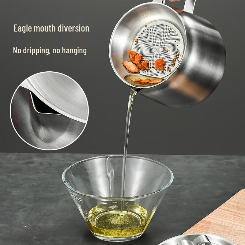 304 Stainless Steel Oil Storage Pot with Strainer