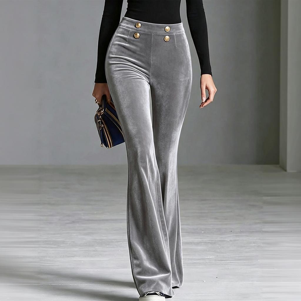 Women's Stylish High Waist Slim Fit Flared Casual Pants in Colors