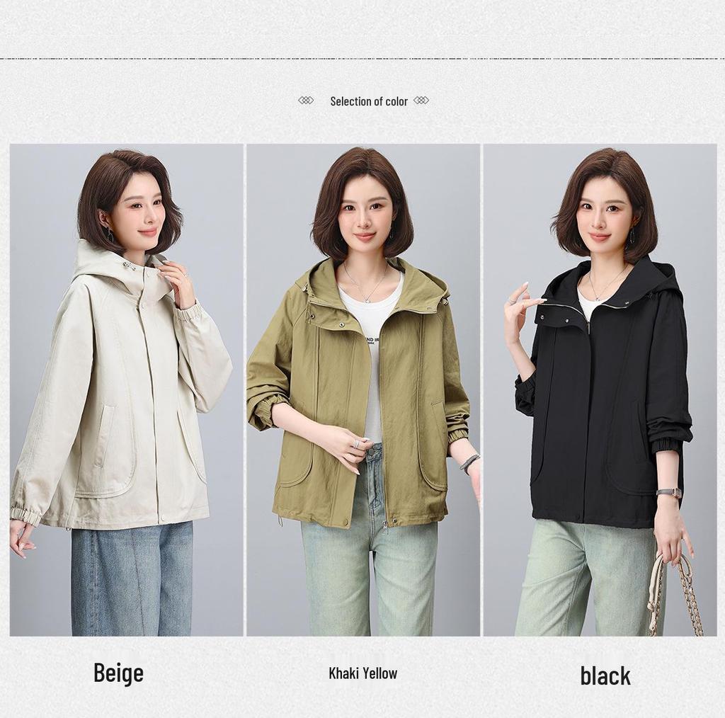 2024 Frühling & Herbst Damen Kapuzenjacke: Modisch, Lässig, Lockere Passform für Mittelalte & Ältere