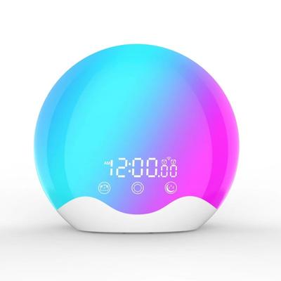 Despertador Sunrise Wake Up Light com controle de toque, luz natural dupla face para crianças com sono pesado e luz noturna de 12 cores