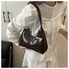 Glossy Faux Leather Crescent Bag for Women Fashionable Handheld Shoulder Purse Trendy Daily Clutch