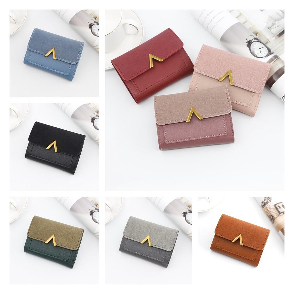 Fashionable Korean-style Women's Wallet With Metal Elements, 2 Folds And Convenient Cover-opening Design