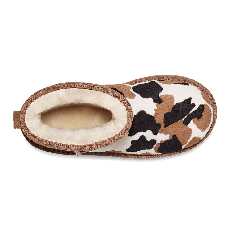 UGG Klasyczne Mini Okrągły Nosek Gruba Podeszwa Pluszowe Ciepłe Krótkie Śniegowce Wzór Krowi Dziecięce buty 1123619K-CHE