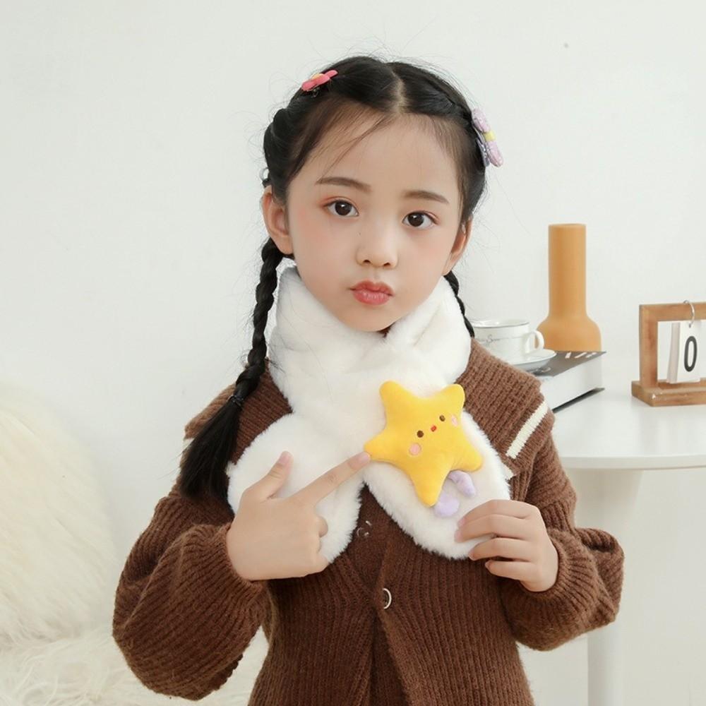 Plush Cross Neck Scarf Cartoon Star Shawl Scarves Cute Children Winter Scarf