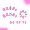 Pack of 24 Plastic False Nail Floral Dot Gradient Design Reusable Artificial Nail for Women Autumn Winter Fashion