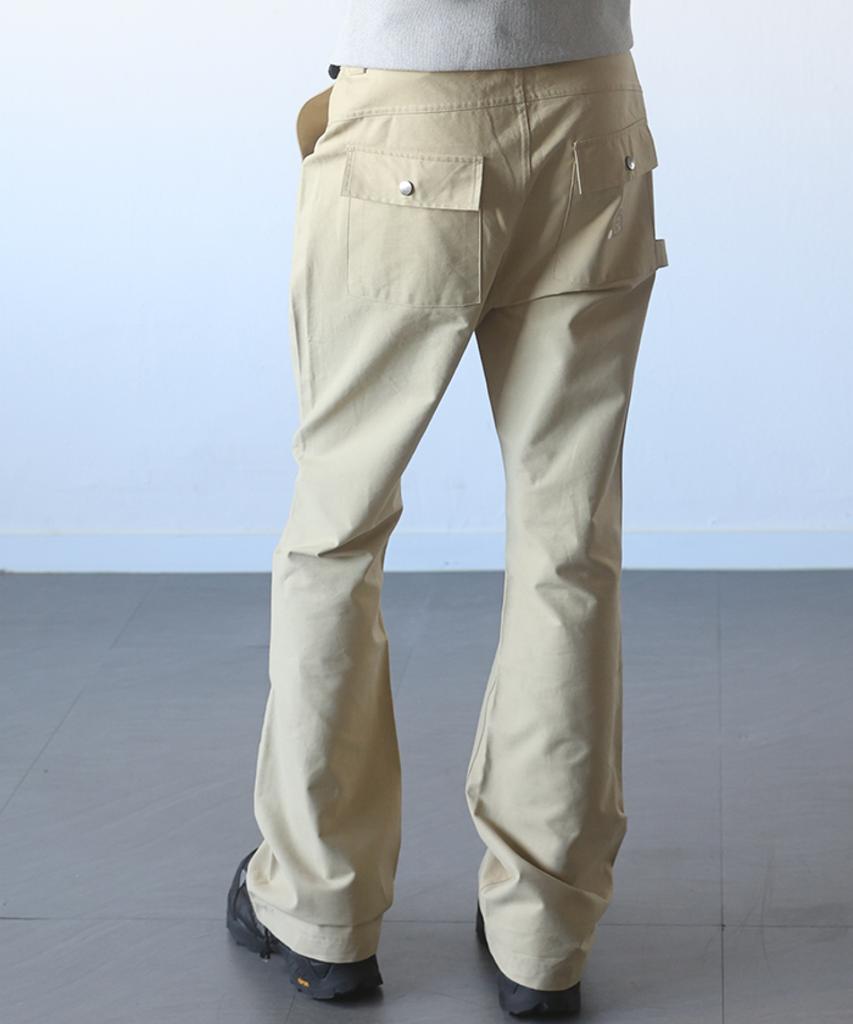 Haisan Snap Button Bootcut Pants Beige
