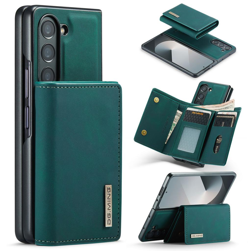 Funda DG.MING Serie M1 para Teléfono Samsung Galaxy Z Fold6 5G, Cubierta Trasera de PU + TPU + PC con Cartera Plegable Magnética y Soporte