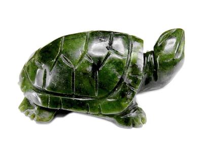 Natürlicher Serpentin Glücksbringer Büro Dunkel [Sekimachi] Reise-Amulett, Schildkröte, Handgeschnitzt, Anhänger, Schmuckstück,