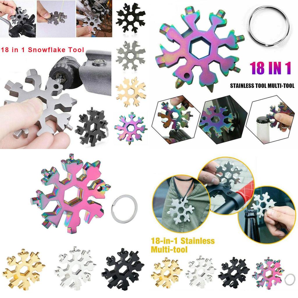 Compact And Durable 18 In 1 Snowflake Multi Tool With Convenient Key Chain Attachment