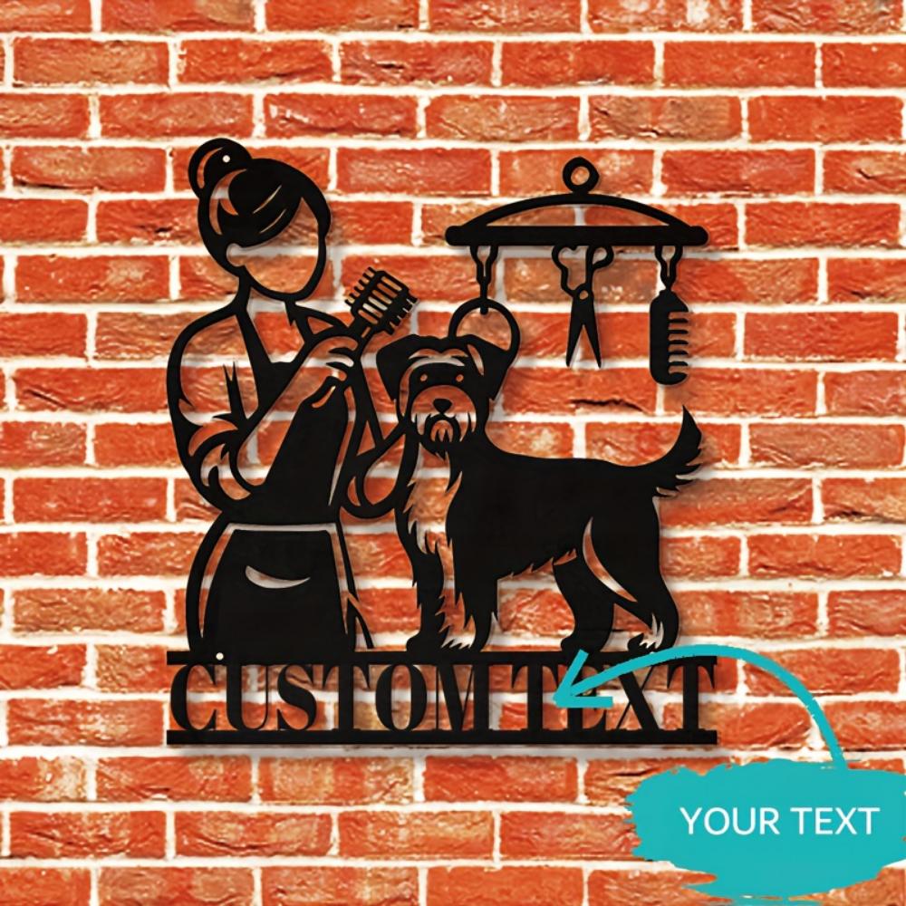 Custom Metal Wall Art Handmade Dog Grooming Sign Vintage Iron Gift Pet Groomer Decor
