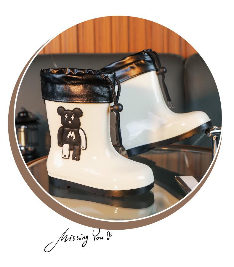 Children's Waterproof Rain Boots - Violent Bear Design, Non-slip, Sizes Small to Large for Boys and Girls
