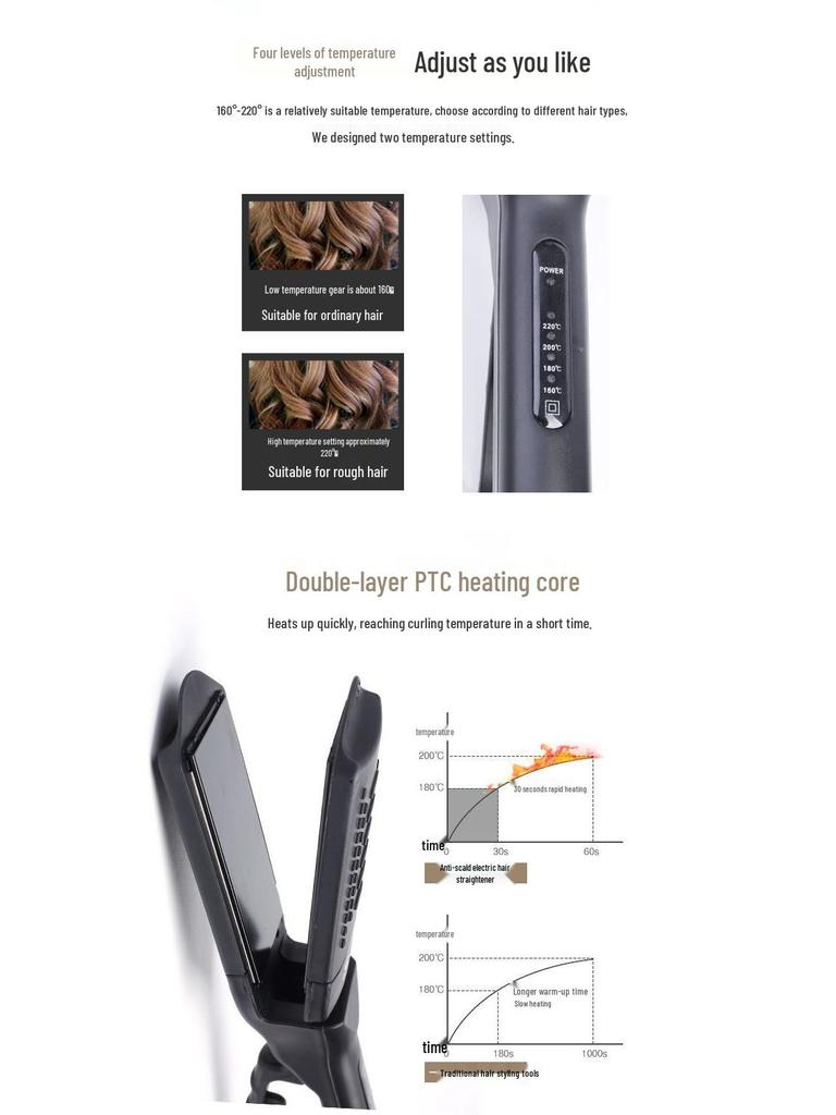 3-in-1 Hair Styler: Straightener, Curler, and Corn Straightener with Interchangeable Plates