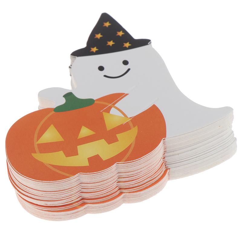 50Pcs/Lot Ghost Pumpkin Diy Halloween Gift Candy Paper Cards Lollipop Cards