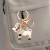 Keychain Pendant 3D Cartoon Poodle Dog Design Sparkling Rhinestones Inlaid Key Chain