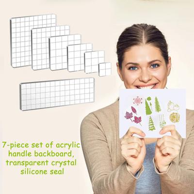 Juego de Bloques de Estampado Acrílicos Bloques de Estampado Transparentes con Líneas de Cuadrícula Bloques de Herramientas de Estampado para Scrapbooking Manualidades DIY Creación de Tarjetas