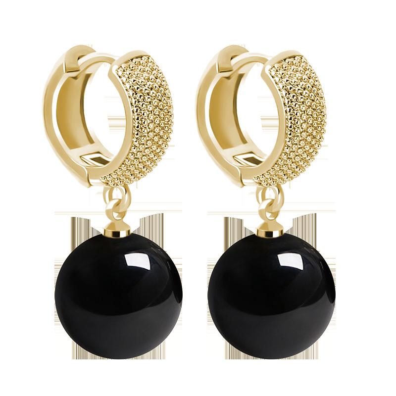Women's Hypoallergenic Hoop Buckle Earrings Vintage Round Aamber Beeswax Drop Hanging Earring Lady Party Ear Decoration Zircon