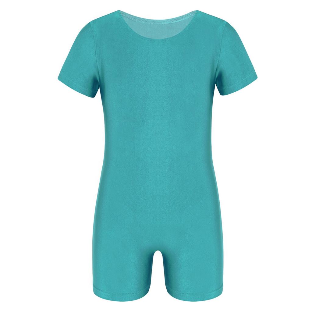 Kinder Jungen Mädchen Kurzarm Einfarbig Dehnbar Ballett Tanz Gymnastik Trikot Overall Unitard