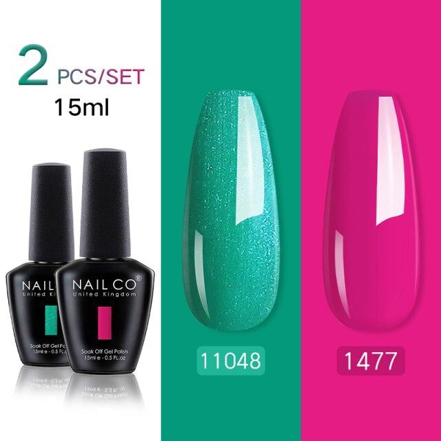 NAILCO 2 цвета, 15 мл, набор гель-лаков для ногтей Vernis, полуперманентный УФ-светодиодный гель для дизайна ногтей, принадлежности для профессионалов, отмачиваемый верхний слой
