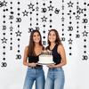 Black 30th Birthday Garland Black 30 Circle Dot Twinkle Star Streamer Hanging Bunting Banner Backdrop for Him/Her 30 Years Old Birthday Party
