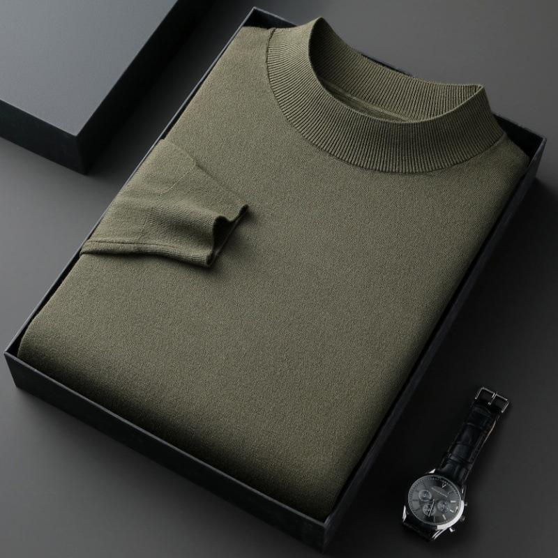 Men S Casual Loose Half Turtleneck Long Sleeve Knit Sweater For Spring Autumn