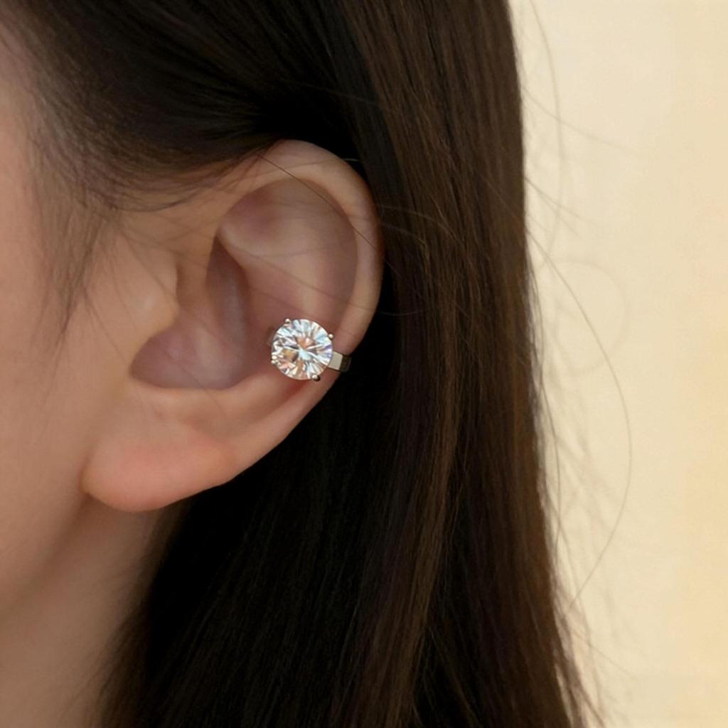 Cool Rhinestone Zirconia No-Piercing Ear Clip: Elegant, Versatile Fashion Earrings