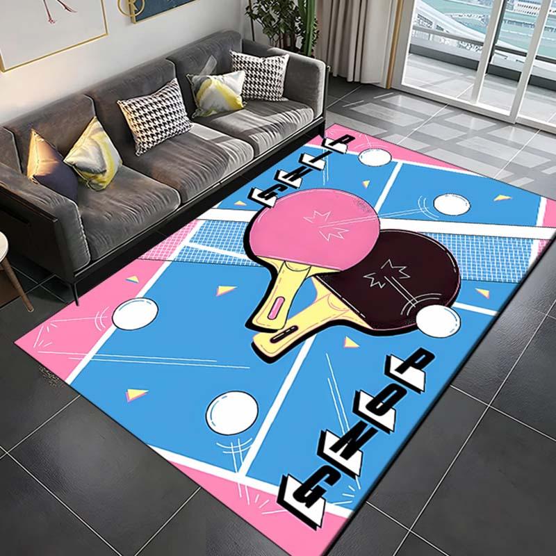 Crystal Velvet Table Tennis Racket Printed Area Rug Carpet for Bedroom Living Room Home Decor Non Slip Mat, Floor Mat, Bedside Rug, Stylish