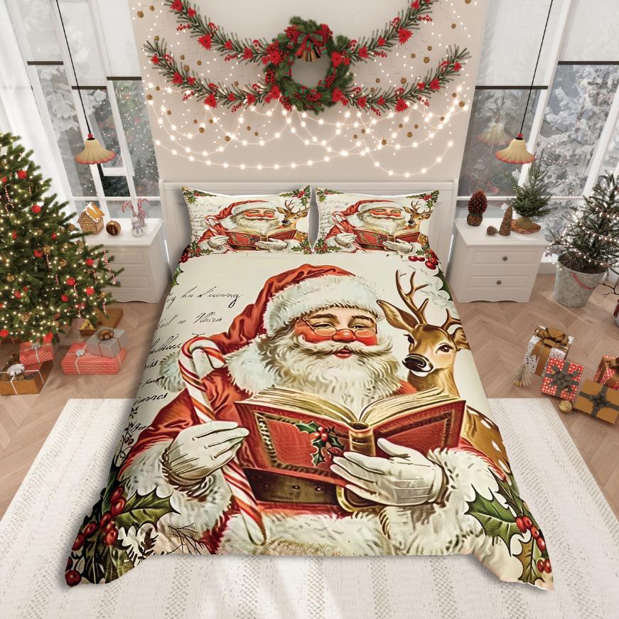 Homewish Merry Christmas Duvet Cover SetFestival Xmas For Girls Bedding SetHappy New Year Decor
