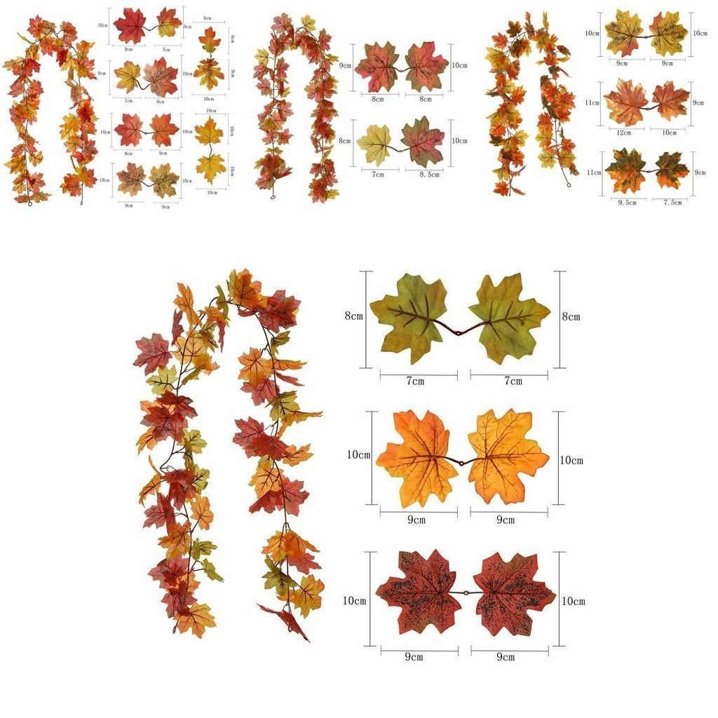 Artificial Autumn Fall Maple Leaves Garland For Home Party Decoration Vibrant Colors 175cm Long