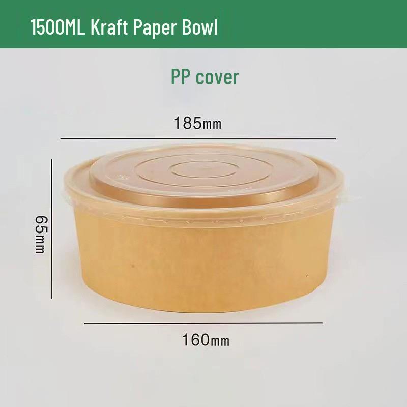 Kraft Paper Disposable Bowl - Ideal for Rice, Salad, Lunch, Takeout, Fast Food, and Fruit.