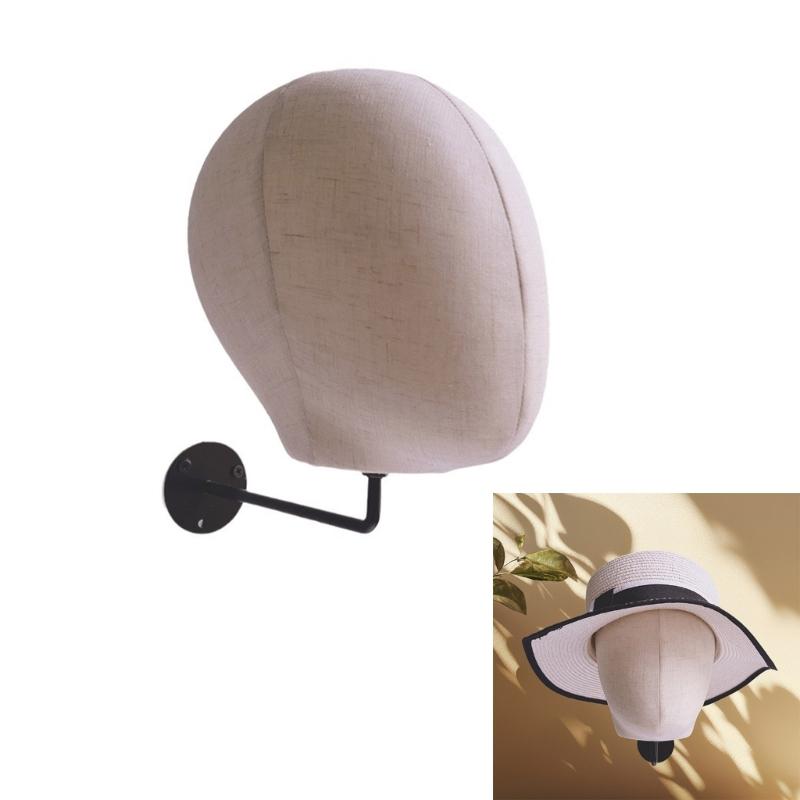 Practical Space Saving Fabric Covered Head Model Wall Hat Display Storage For Wigs And Hats Beauty Salon Equipment