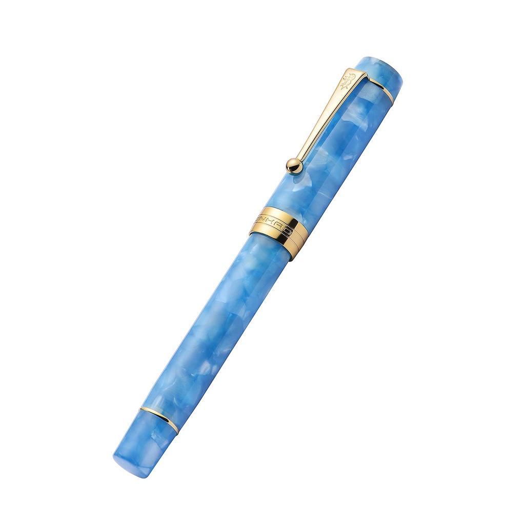 Jinhao 100 Stilou Celuloid Albastru Cer Purpuriu Peniță Extra Fină Convertor Etui Metalic