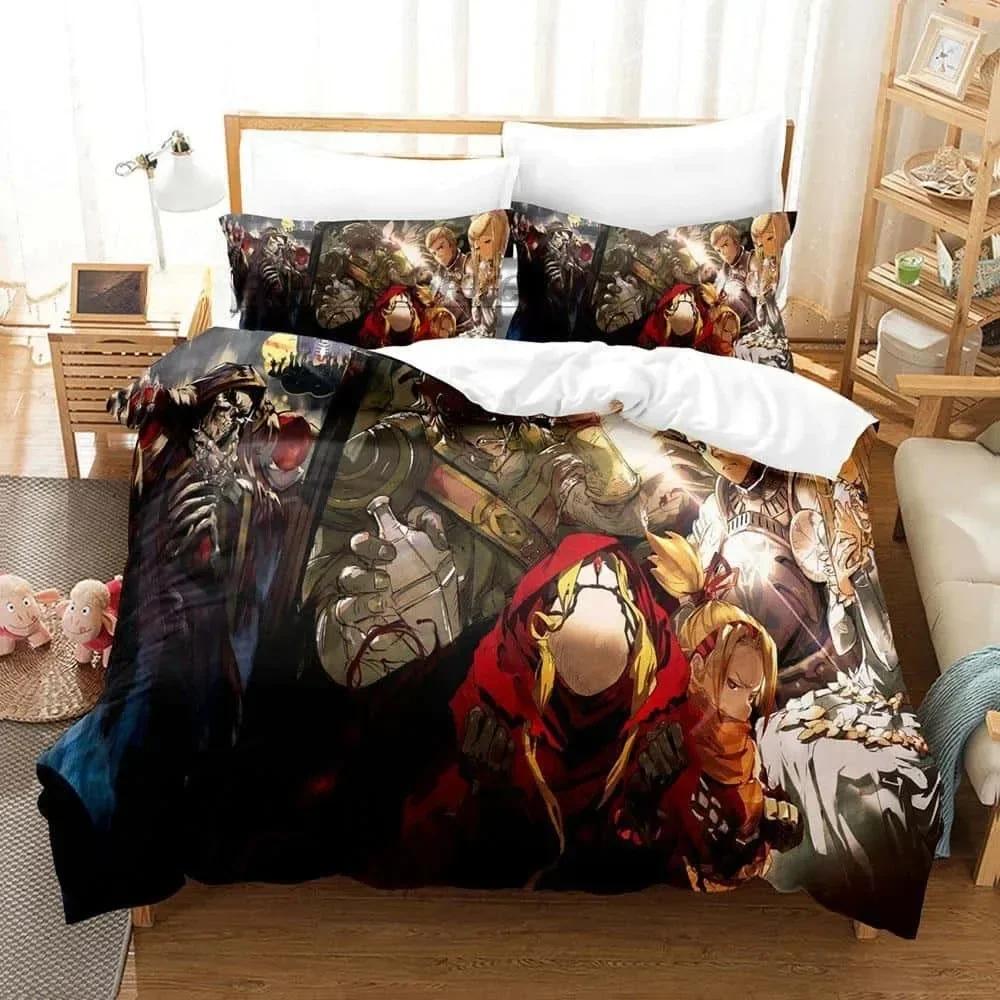 Fashion OVERLORD Bedding Set Single Twin Full Queen King Size Bed Set Adult Kid Bedroom Duvet cover Sets 3D Print Skeleton Anime