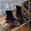 Thick-soled Thick-heeled Short Boots Women's New Autumn and Winter Thin Boots Elastic Boots Heightening Martin Boots