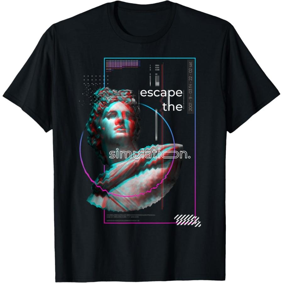 

Glitch Vaporwave Greek Apollo Streetwear T-Shirt XXXXXL чёрный