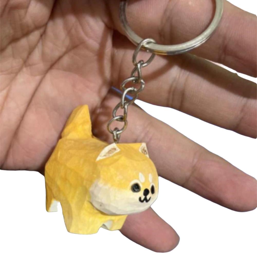 Animal Pendant Carved Dog Pendant Akita Husky Dog Keyring Ornaments Wood Carved Keychain  Bag Charm
